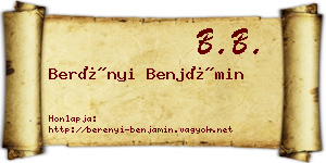 Berényi Benjámin névjegykártya
